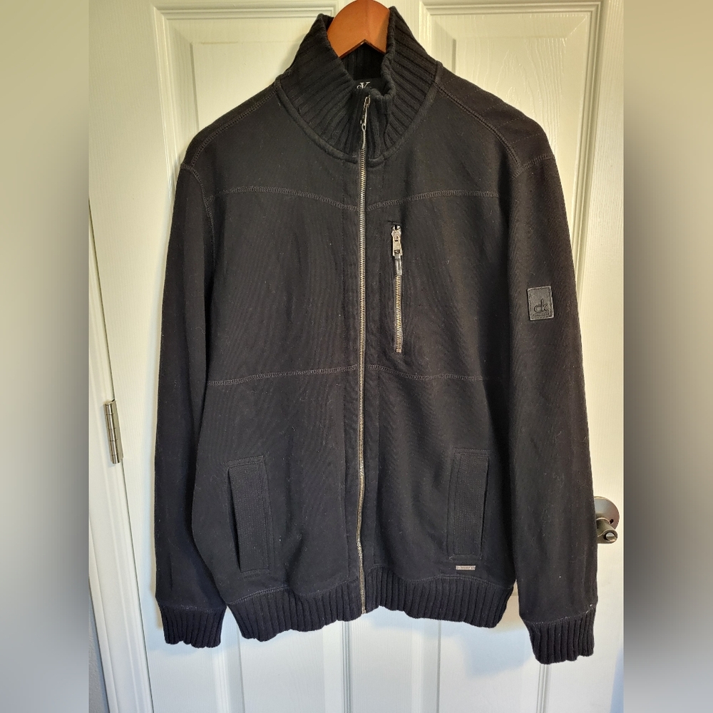 CK Calvin Klein Sweater Full Zip Black Sweatshirt Men’s Size M Great Condition